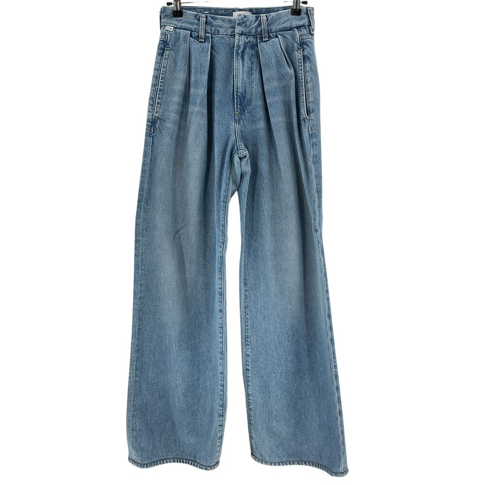 Citizens Of Humanity Pleated Blue Petra Denim Jeans Size 24 - Picture 2 of 4